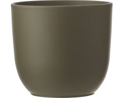 Mica Decorations Bloempot - groen mat - H20 x D22.5 cm - keramiek - voor kamerplant - plantenpot