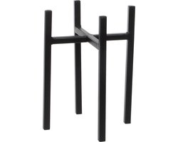 Mica Decorations - bloempot plantenpot standaard / verhoger - zwart - B16 x H25 cm - metaal