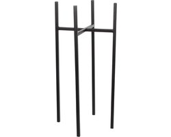 Mica Decorations - bloempot plantenpot standaard / verhoger - zwart - B24 x H55 cm - metaal