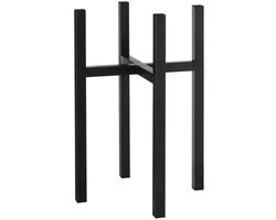 Mica Decorations - bloempot plantenpot standaard / verhoger - zwart - B34 x H50 cm - metaal