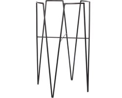 Mica Decorations - bloempot plantenpot standaard verhoger - zwart - D30 x H50 cm - metaal