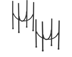 Mica Decorations - bloempot plantenstandaard/verhoger - zwart - 2x stuks H40 x D23 cm