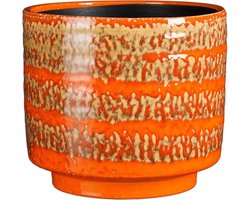 Mica Decorations Bloempot Sebas - 29x29x25 cm - Keramiek - Oranje Retro