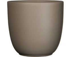 Mica Decorations Bloempot - taupe bruin mat - H20 x D22.5 cm - keramiek - voor kamerplant - plantenpot