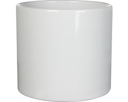Mica Decorations Bloempot - wit glans - H17.5 x D19.5 cm - keramiek - voor kamerplant - plantenpotten