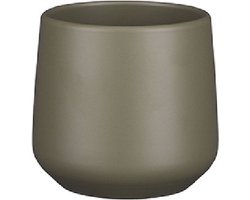Mica Decorations Bloempot/plantenpot - mat taupe - H13.5 x D14 cm - keramiek - voor kamerplant