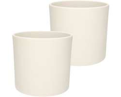 Mica decorations bloempotten - 2x - mat wit - keramiek voor kamerplant - H21.5 x D23 cm