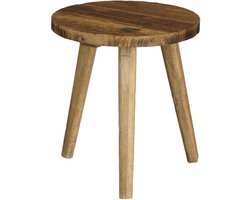Mica Decorations Bold Bijzettafel - Salontafel Hout van Gerecycled Hout met Natuurlijke Houtnerven - Nachtkastje Rond voor de Woonkamer - Hoogte 28 x Diameter 26 cm - Bruin