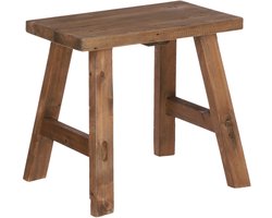 Mica Decorations Bold Houten Krukje - Bijzettafel of Plantentafel - 38 x 29 x 34 cm - Gerecycled Hout - Bruin