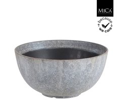 Mica Decorations Bravo Plantenschaal - H12 x Ø25 cm - Lichtgewicht Kunststof - Lichtgrijs
