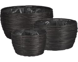 MICA DECORATIONS CLEAVE MAND VOOR PLANTEN - SET VAN 3 - H16 X Ø31 CM - ZWART