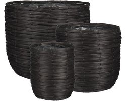 MICA DECORATIONS CLEAVE MAND VOOR PLANTEN - SET VAN 3 - H30 X Ø36 CM - ZWART