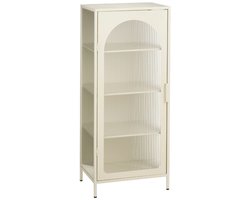 Mica Decorations Cooper Opbergkast met 4 Niveau's - Vitrinekast 50 x 35 x 120 cm - Boekenkast, Buffetkast, Servieskast en Meer - Multifunctioneel Kastje - Metaal - Off-White