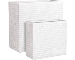 Mica Decorations Corda Plantenbak - 74x30x66 cm - Wit - Set van 2