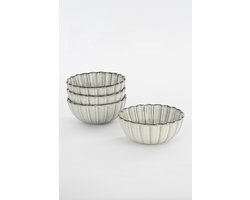 Mica Decorations Corfu Schaal - Set van 4 - H9 x Ø17 cm - Keramiek - Grijs