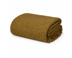 Mica Decorations Cosenza Fleece Deken - Bank Plaid en Bank Kleed - Warme Deken voor op de Bank - 180 x 130 cm - Bruin