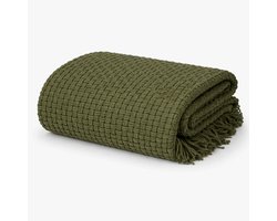 Mica Decorations Cosenza Fleece Deken - Bank Plaid en Bank Kleed - Warme Deken voor op de Bank - 180 x 130 cm - Donkergroen