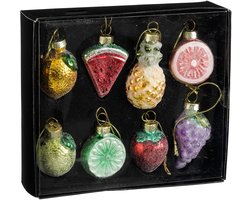 Mica Decorations Decoratie ornament fruit groen 8 stuks