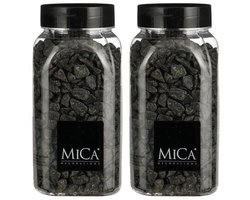 Mica Decorations decoratie steentjes - 2x - antraciet - 1 kilo - 650ml - hobby steentjes