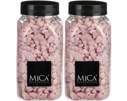 Mica Decorations decoratie steentjes - 2x - roze - 1 kilo - 650ml - hobby steentjes