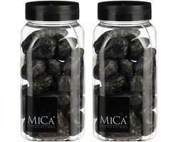 Mica Decorations decoratie stenen - 2x - groot - 650ml - antraciet mix - hobby steentjes - sier stenen