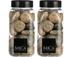 Mica Decorations decoratie stenen - 2x - groot - 650ml - beige mix - hobby steentjes - sier stenen