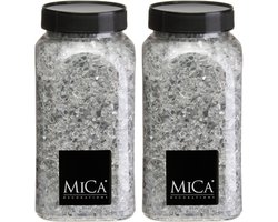 Mica Decorations decoratie stenen / granulaat - 2x - 650 ml - 1-2 mm - spiegel glas - siergrind