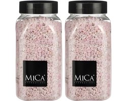 Mica Decorations decoratie stenen/granulaat - 2x - 650ml - roze - hobby steentjes