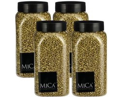 Mica Decorations decoratie stenen/granulaat - 4x - 650ml - goud - hobby steentjes