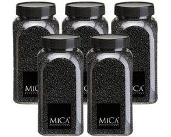 Mica Decorations decoratie stenen/granulaat - 5x - 650ml - zwart - hobby steentjes