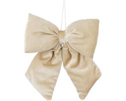 Mica Decorations Decoratie strik - creme - 20 x 23 cm - fluweel polyester - strik