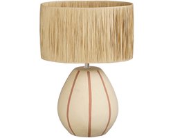 Mica Decorations Denton Tafellamp Woonkamer - Lamp Decoratief met Lampenkap - Bureaulamp Tafellampen Woonkamer - 33 x 22,5 x 47 cm - Keramiek, Metaal, Papier - Beige