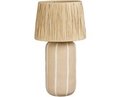 Mica Decorations Denton Tafellamp Woonkamer - Lamp Decoratief met Lampenkap - Bureaulamp Tafellampen Woonkamer - 61 x ⌀33 cm - Keramiek, Metaal, Papier - Beige