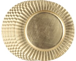 Mica Decorations Diner/kerstdiner onderborden - 12x st - goud - D33 x H2 cm - kunststof