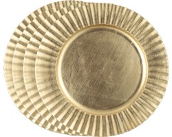 Mica Decorations Diner/kerstdiner onderborden - 4x st - goud - D33 x H2 cm - kunststof