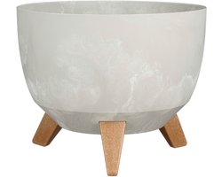 Mica Decorations Doppio Plantenbak op Poten - 18,5 x Ø29 cm - Plantenbakken voor Buiten - Bloembakken voor Balkon - Gerecycled Plastic - Grijs