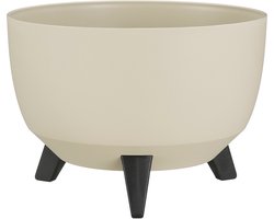 Mica Decorations Doppio Plantenbak op Poten - 18,5 x Ø33 cm - Plantenbakken voor Buiten - Bloembakken voor Balkon - Gerecycled Plastic - Beige