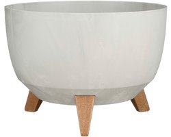 Mica Decorations Doppio Plantenbak op Poten - 18,5 x Ø33 cm - Plantenbakken voor Buiten - Bloembakken voor Balkon - Gerecycled Plastic - Grijs