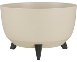 Mica Decorations Doppio Plantenbak op Poten - 20,5 x Ø40 cm - Plantenbakken voor Buiten - Bloembakken voor Balkon - Gerecycled Plastic - Beige