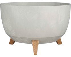 Mica Decorations Doppio Plantenbak op Poten - 20,5 x Ø40 cm - Plantenbakken voor Buiten - Bloembakken voor Balkon - Gerecycled Plastic - Grijs