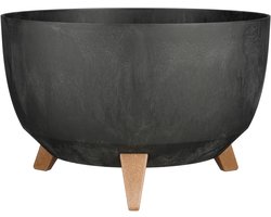 Mica Decorations Doppio Plantenbak op Poten - 20,5 x Ø40 cm - Plantenbakken voor Buiten - Bloembakken voor Balkon - Gerecycled Plastic - Zwart