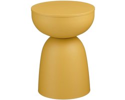 Mica Decorations Elliot Bijzettafel - Bijzettafel Rond H45 x Ø32 cm - Bijzettafeltje voor Woonkamer of Slaapkamer - Ideaal als Plantentafeltje - IJzer met Poedercoating - Okergeel