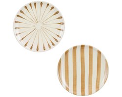 Mica Decorations Elsie Ontbijtbord - 1 Bord Willekeurig - Kleur/Variant Niet Kiesbaar - H2 x Ø20 cm - Steengoed - Bruin