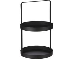 Mica Decorations Etagere 2 Laags - H41 x Ø25 cm - Metaal - Zwart