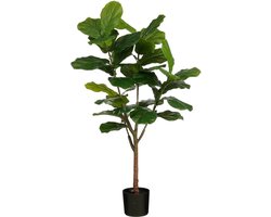 Mica Decorations Ficus Lyrata Kunstplant - Kunststof Kamerplant in Zwarte Pot - Water- en UV Bestendig voor Binnen en Buiten - Onderhoudsvrij Botanisch Decor - H150 x Ø50 cm - Groen