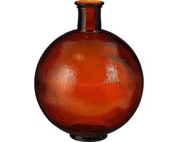 Mica Decorations Firenza Fles Vaas - H42 x Ø34 cm - Gerecycled Glas - Donkerbruin