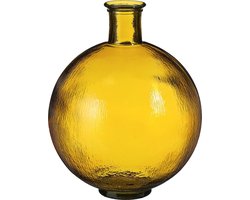 Mica Decorations Firenza Fles Vaas - H42 x Ø34 cm - Gerecycled Glas - Oker