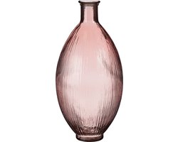 Mica Decorations Firenza Fles Vaas - H59 x Ø29 cm - Gerecycled Glas - Lichtroze