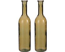 Mica Decorations Flesvaas groot - 2x stuks - Rioja - amber - eco glas - 18 x 75 cm