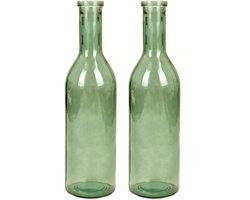 Mica Decorations Flesvaas groot - Set van 2x stuks - Rioja - groen - eco glas - 18 x 75 cm